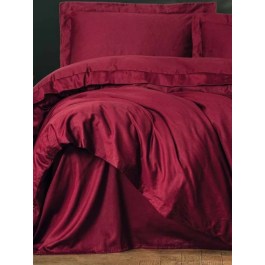 Ranforce Parure de lit 1 housse de couette 140 x 200 cm + 1 taie d'oreiller 60 x 60 cm - Satin Rouge bordeaux