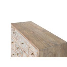 GINER Y COLOMER - Commode 10 tiroirs en bois de manguier naturel avec fronts de tiroirs peints à la main en blanc - Meuble de rangement