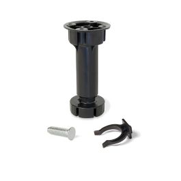 Emuca Lot de 10 kits de pieds de réglage pour meubles Bone, avec base pré-assemblée, hauteur 150mm, réglable 148-165mm, Plastique, Noir