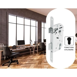 Yale Serrure encastrable Y50R-A40/B Axe 40 mm, Boîtier 135 mm, Pêne réversible, Tête ronde, Blanc
