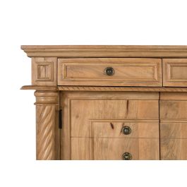 GINER Y COLOMER Buffet 4 tiroirs et 4 portes en bois de manguier massif 200 cm - Couleur Naturelle, Meuble Artisanal en Bois Récupéré