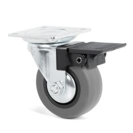 RUEDAS Roue pivotante Emily Ø50mm caoutchouc gris avec frein/sans frein, acier zingué, charge 45kg