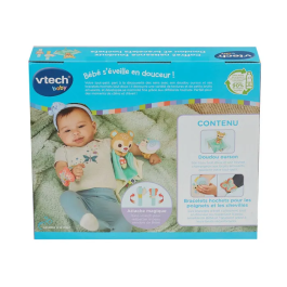 Vtech Baby Coffret Naissance Toudoux - Doudou et Bracelets Hochets en Plastique Recyclé - Jouet Sensoriel 0 Mois - Multicolore