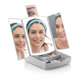 Miroir LED Pliable avec Organisateur de Maquillage 3-en-1 Panomir InnovaGoods