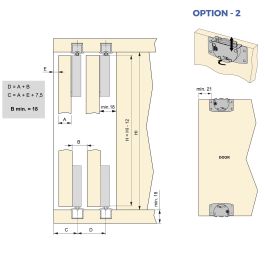 Emuca Kit de ferrures pour Flow2 2 portes coulissantes et à fermeture souple avec rails encastrés 2,35m, panneaux non inclus, Peint en Noir