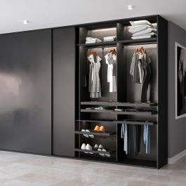 Emuca Penderie rabattable pour armoire Hang, 450 - 600, Peint en noir, Acier et Plastique.