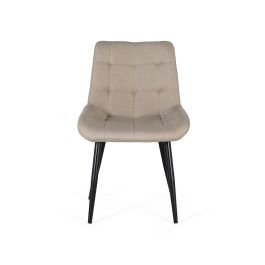 GINER Y COLOMER Lot de 2 chaises rembourrées en tissu beige avec piètement en acier noir et capitonné décoratif