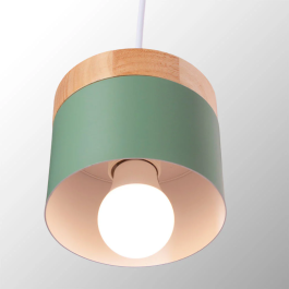 Lampe Suspendue Métal et Bois Design Moderne Réglable en Hauteur SKD-P1010-T