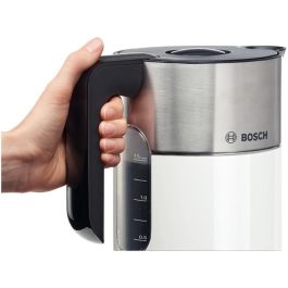 Bosch TWK8611P - Bouilloire électrique 1,5 L 2400 W Styline - Blanc, anthracite, acier inoxydable - Arrêt automatique, fonction maintien au chaud, base 360°