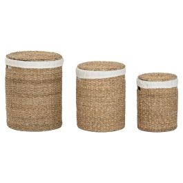 Set de basket Home ESPRIT Blanc Naturel Herbier marin (3 Pièces)