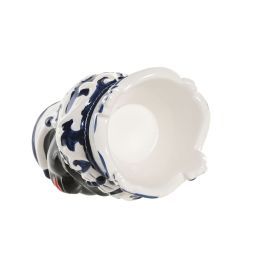 Cache-pot Home ESPRIT Bleu Blanc Noir Porcelaine 12 x 12 x 20 cm (2 Unités)