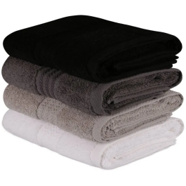 Ensemble de 4 Serviettes de Bain en Coton 100%, 50 x 90 cm, Couleurs Neutres (Blanc, Gris, Anthracite, Noir) Precio: 42.252. SKU: B1JMK33Q3P