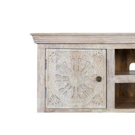 GINER Y COLOMER Buffet TV avec 2 portes, 2 espaces de rangement et 2 étagères en bois de manguier massif - Finition couleur sable