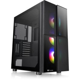 Thermaltake Versa T26 TG ARGB - Boîtier PC Gaming Midi-Tower Noir avec Panneau en Verre Trempé, Contrôle RGB, 3 Ventilateurs 120mm, Compatible ATX/EATX