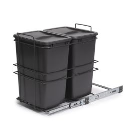 Emuca poubelle de recyclage pour montage inférieur et extraction manuelle pour meuble de cuisine Recycle 2x35litres, Plastique gris anthracite