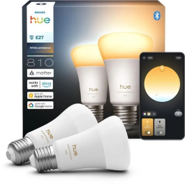 Philips Hue - Ampoules LED Connectées A60 E27 6W Blanc Chaud à Blanc Froid 1000-2000K 810 lm - Pack de 2