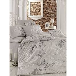 Parure de lit Housse de couette 220x240 cm + 2 taies d'oreiller 60x60 cm 100% Coton Renforcé Gris ASI8681181814789