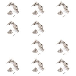 Emuca Lot de 10 charnières Super coudées X91 ouverture à 165 degrés avec fermeture amortie et embases Euro, hauteur 0, acier, nickelé