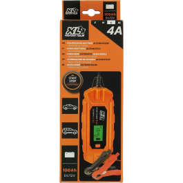 Xl Perform Tools XLPT - Chargeur de batterie de voiture 12V 6V 70W 4A avec mode mémoire (Supply), protection IP65, câble 3 m - Compatible AGM, GEL, Lithium, affichage numérique