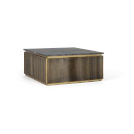 GINER Y COLOMER - Table basse en bois de manguier avec plateau en marbre et finition bronze, 90x90x40 cm Precio: 1007.988. SKU: B1AJ72SCET