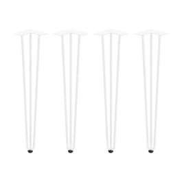 Emuca Lot de 4 pieds Hairpin de 3 fils par table, hauteur 710mm, Acier, Peint en blanc