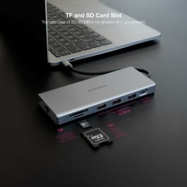 Hub USB NANOCABLE Hub 12en1 Gris 18 cm