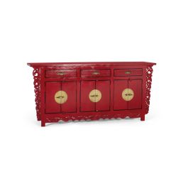 GINER Y COLOMER Buffet 6 portes et 3 tiroirs en bois de manguier rouge - 180x40 cm