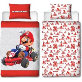 Mario Bros Housse de couette 140 x 200 cm et taie d'oreiller 63 x 63 cm Microfibre Mario AABFA32034