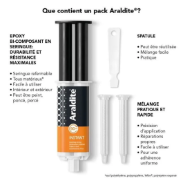 Cyanolit Araldite ARA1697016271466 Adhésif époxy bi-composant ultrarapide 90 sec haute résistance multimatière