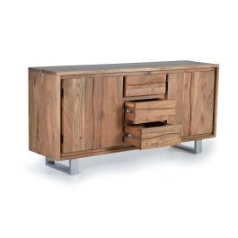 GINER Y COLOMER - Buffet 4 portes en bois d'acacia naturel - 82 x 172 x 45 cm