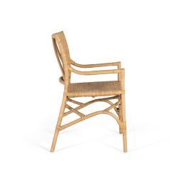 GINER Y COLOMER - Lot de 2 chaises de salon avec accoudoirs en rotin tissé naturel et structure en bambou - Conception artisanale, confortables et durables - Coloris naturel