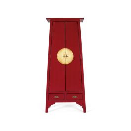 GINER Y COLOMER - Armario 2 Puertas 2 Tiroirs en Bois de Manguier Rouge - 195 x 83 x 40 cm - Meuble de Rangement Solide et Élégant Sans Montage