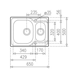 Évier simple Teka 115070001 50 x 65 x 16 cm