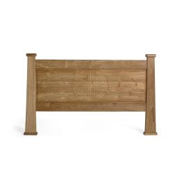 Tête de lit en bois massif de teck 180 cm, motif oriental sculpté, finition naturelle - Hauteur 110 cm - Largeur 183 cm