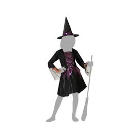 Déguisement Enfant Sorcière avec Robe Courte et Chapeau Violet pour Fille 5-6 Ans - Polyester - Halloween 2024