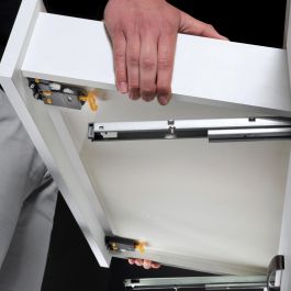 Emuca Jeu de coulisses invisibles pour tiroir Silver, à sortie totale, avec fermeture amortie et loqueteau, profondeur 490mm, Acier, zingué