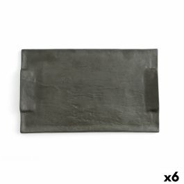 Quid Plateau Rectangulaire en Grès Céramique Noir 30x18 cm (6 Unités)