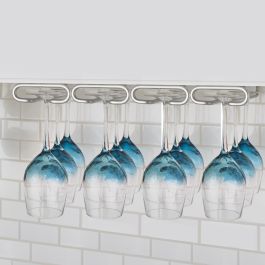 Emuca Porte-verres pour meubles à 4 rangées, longueur 280mm, acier, chromé