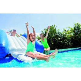 Intex Toboggan pour piscine enterrée 333x206x117cm, vinyle renforcé, 5 chambres à air, 6 poignées, jet d'eau, poids max 80 kg