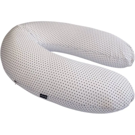 Candide - Coussin de maternité en jersey imprimé étoiles - Blanc et Bleu marine - Soutien dos et ventre, allaitement