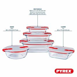Ensemble de contenants de cuisine hermétiques empilables Pyrex Cook & Heat Rouge Rectangulaire 5 Pièces