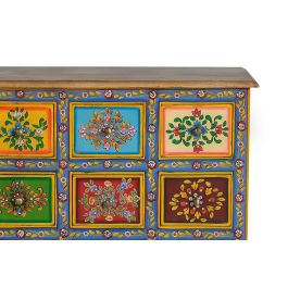 GINER Y COLOMER - Commode 9 tiroirs en bois de manguier massif avec finition peinte à la main - Buffet de rangement artisanal