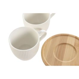 Jeu de 6 tasses avec plat Home ESPRIT Blanc Naturel Bambou Porcelaine 220 ml