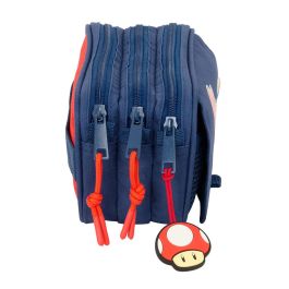 Trousse Fourre-Tout Triple Super Mario Trick Rouge Bleu foncé 21,5 x 10 x 8 cm