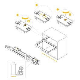 Emuca Kit tiroir organisateur et rack ajustable Quartz pour armoires, glissières extension totale et à fermeture douce, Module 90cm, Finition Titane