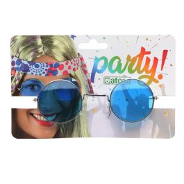 Gafas - Lunettes rondes bleues psychédéliques pour femme adulte, déguisement hippie années 60