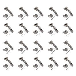 Emuca Lot de 20 charnières droites X91 à fermeture amortie avec embases à visser, hauteur 0, acier, titane