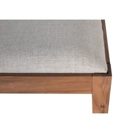 GINER Y COLOMER Banco en bois d'acacia massif avec revêtement en tissu beige - Banc longueur 180 cm, hauteur 50 cm, largeur 42 cm