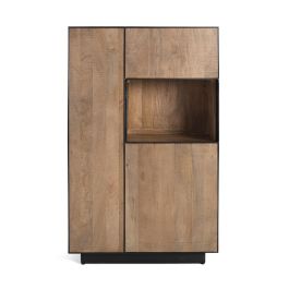 GINER Y COLOMER - Buffet haut en bois de manguier naturel 190 cm avec ouverture push, structure métal noir, 141x90x47 cm Precio: 1283.988. SKU: B1JDXQEG2T