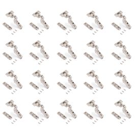 Emuca Lot de 20 charnières super coudées X91 à fermeture amortie avec embases droite à visser, Hauteur 1, Acier, Nickelé